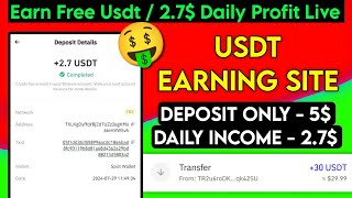 New Usdt Earning Site Usd Mining Site 2024 Best Investment Usdt Earning Website