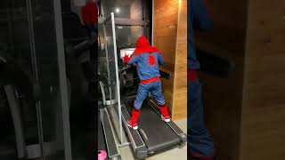 Funny viral video #spiderman#picachu#treadmill#exercise#funny#silly