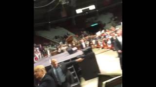 Donald Trump talks to Paula Jones at Little Rock Arkansas rally