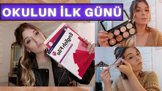 BENİMLE HAZIRLANIN | ÜNİVERSİTENİN İLK GÜNÜ |  SAÇ & MAKYAJ & KOMBİN 👗💄