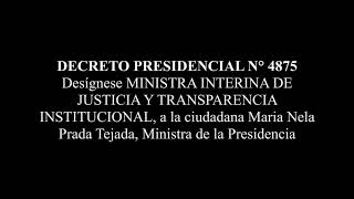 DECRETO PRESIDENCIAL N° 4875 - Desígnese MINISTRA INTERINA DE JUSTICIA, a la ciudadana Maria Prada