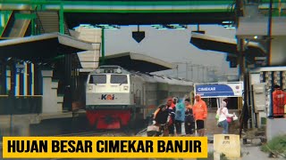 STASIUN YANG LANGGANAN BANJIR ⁉️ Hunting Ditemanin Hujan Lebat Beberapa Kereta Ngebut ‼️