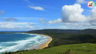 New Zealand Catlins Tautuku Bay with cloud