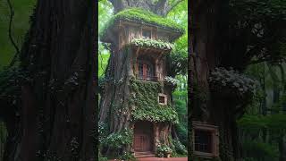 Nature's Symphony: Cabin Amidst Trees, Gentle Rain, and lush greenery #rain #relax