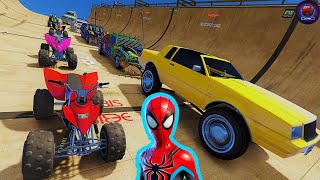 SPIDER-MAN RAMP RACE WITH COLORFUL SUPER MONSTER CARS!! 🕷️💥 | GTA V