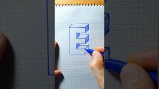 Dibujo letra E en 3D. #videoshorts #drawing #art #dibujo #letras3d #geometry #abecedario #shorts