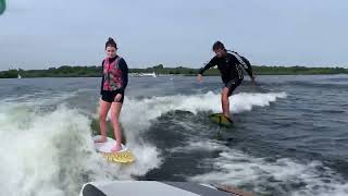 Wake surf and foiling behind one boat 🤙🏾