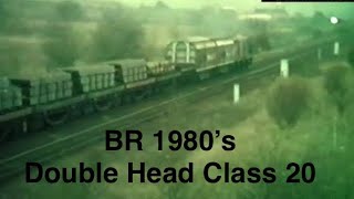 Chugging away. Double Head Class 20. British Rail diesel freight trains 1988. Choppers