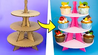 How to make Base for Candy Three Floors with Cardboard |Eiffel Tower Support| Cupcake flask🧁