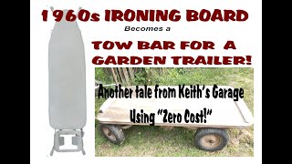 1960s IRONING BOARD BECOMES A TOW BAR FOR A GARDEN TRAILER.   www.crackerbooks.fr