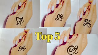 Top 5 "A" letter mehndi tattoo designs 🥰 | Mehndi designs | Letter mehndi design