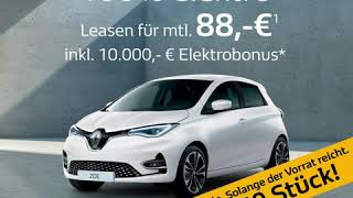 Renault ZOE für 88,- EUR im Monat leasen inkl. 10.000 EUR Elektrobonus*