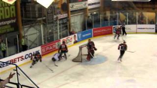 Devils vs Steelers, Jeff Pierce takes a high stick to the face.