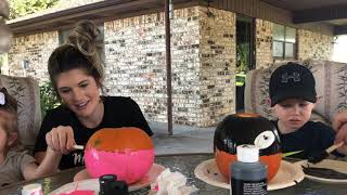 Kids Paint Pumpkins|Kinda a fail| Mickey&Minnie Pumpkins|Layton Gets To Pet a Cow|Vlogtober Day 28