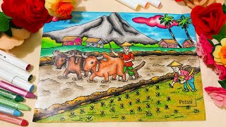 Belajar Mewarnai dengan Crayon / Mewarnai Petani dan Sawah / Tugas SBDP Mewarnai