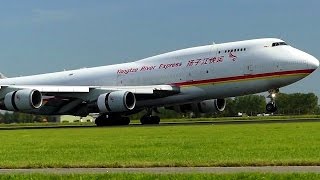 ✈BOEING 747 PERFORMING A WHEELIE | Yangtze River Express B747-400 arrival at Amsterdam Schiphol