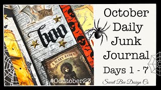 Days 1-7 Halloween Junk Journal Flip Through | October Daily | Halloween Journal Ideas #oddtober23