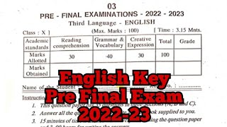 10th English Key Pre - Final Exam with detailed Analysis