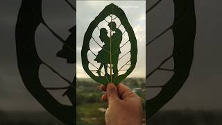 Leaf cutting art of a couple #leafart #leafcuttingart #leafcuttingart #shortfeed #artstyle