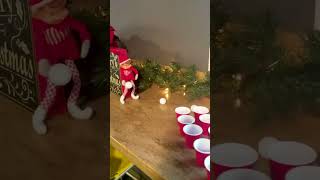 Elvis is starting the holiday party early! #shorts #shortsvideo #elfontheshelf #viral #beerpong