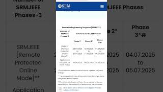 SRMJEEE 2025 Exam Phase 1 Last Register Date April 16 #srmuniversity #srmjeee2025 #admission2025