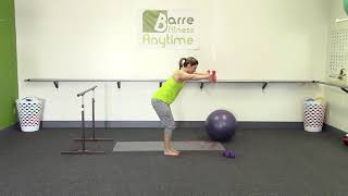 Barre workout with large stability ball