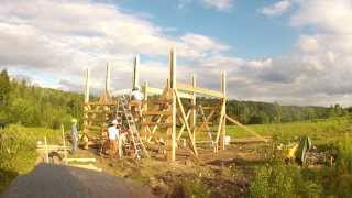 Off-grid Community -021- Hoisting Heavy Timber Beams