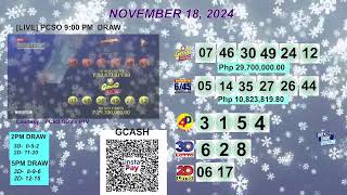 [LIVE] PCSO 9:00 PM DRAW - NOVEMBER 18, 2024 LOTTO RESULTS