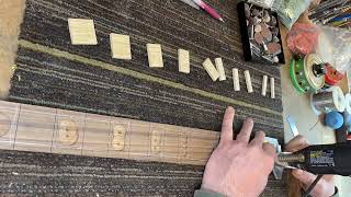 Installing White Limba blocks in a Walnut fingerboard - timelapse