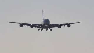 Emirates Airbus A380 landing at Finkenwerder 12.03.2014