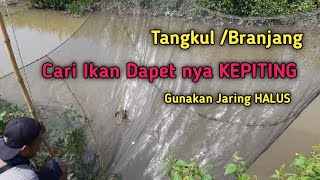 Branjang Ikan Disini Dapet Kepiting Bakau || tangkul Ikan || traditional fishing indonesia