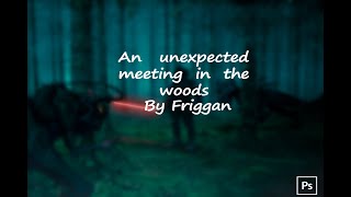 Неожиданная встреча в лесу|An unexpected meeting in the woods|Speed art Photoshop