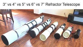 3" vs 4" vs 5" vs 6"  vs 7" Refractor Telescope for Visual and Astrophotography. What's better???