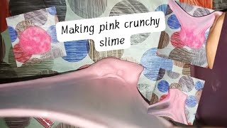 Making pink crunchy slime (slime fairy products)