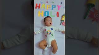 Happy Holi from cutie Dira 😍 #3monthbaby #cutest #shortsvideo #viralvideo #happyholi #holi2023