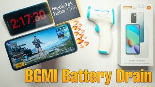 Redmi 10 Prime BGMI Battery Drain Test 100% - 50% Heating, Max Graphics 🔥 MediaTek G88 Gaming Review