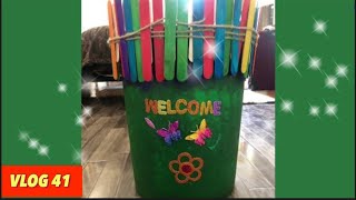 VLOG How to make decorated dustbin How to reuse Waste dustbin at home