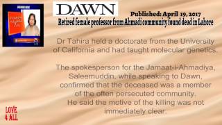 Ahmadi Retired female professor of  community found dead in Lahore