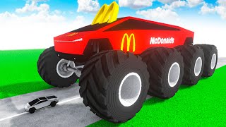 Tesla Cybertruck Transforming to GIANT MCDONALDS BTR BIGFOOT TESLA in Teardown!