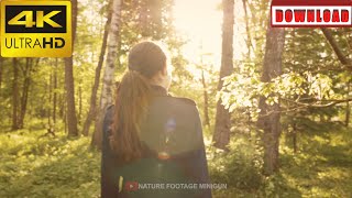 🎁4K Girl walking in the magnificent forest while relaxing from the city | DAILY NATURE FOOTAGE