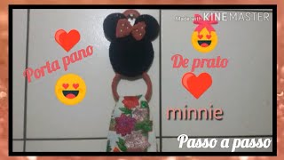 porta pano de prato ou porta toalha da minnie em croche passo a passo