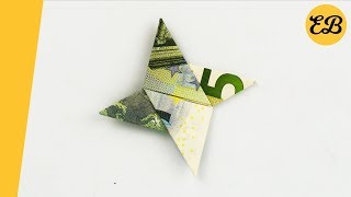 Geldschein falten Wurfstern - Geldscheine falten Stern origami