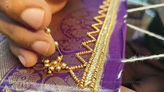 simple aari work blouse design | beads work | bhuvana | Tamil