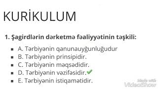 MÜƏLLİMLƏRİN İŞƏ QƏBULU - KURİKULUM TESTLƏRİ I HİSSƏ (YENİ)