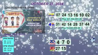 [LIVE] PCSO 9:00 PM DRAW - OCTOBER 27, 2024 LOTTO RESULTS