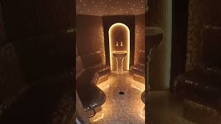 Witness the luxury of the steam bath. Classic design, and golden mosaic. Do you like it? #spa