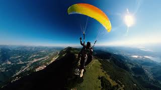 Video parapendio biposto, volo in tandem con camera a 360°. Parapendio Lombardia