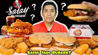 (KFC) BURGER SATAY RASA PELIK? TAMBAH CHEESE  PLAK...MUKBANG ASMR