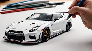 How to Draw a Nissan GTR GT3 RS | step by step