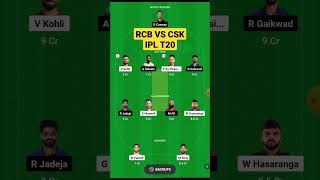 rcb vs che dream11, rcb vs csk dream11 team, royal challengers bangalore vs chennai super kings,